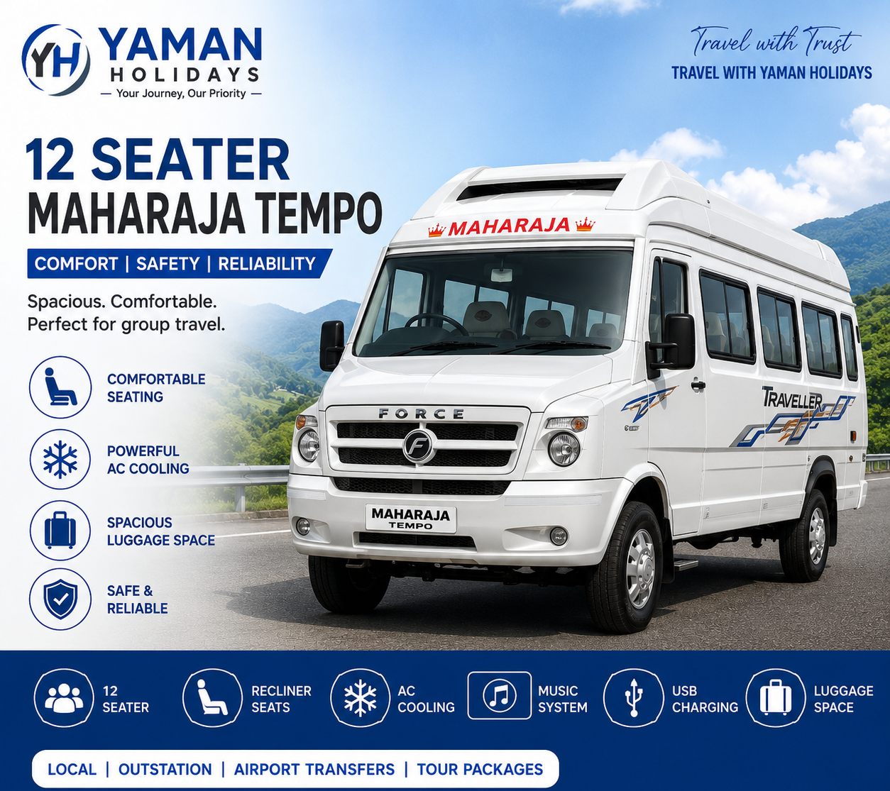 12 Seater Maharaja Tempo Traveller